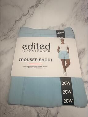 Edited by Remi Bader Trouser Shorts 20W Light Blue High Rise Pleated NWT